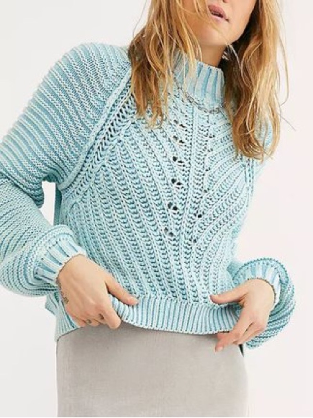 Free People XS Knit Sweetheart Mock Neck Sweater